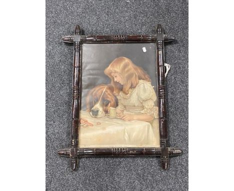 A framed Victorian lithographic print 'Who Invited You?'