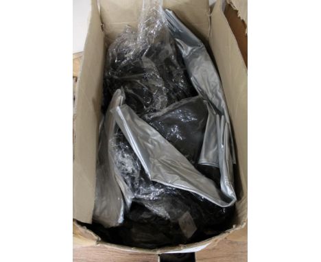 A box of Phaze plunge tops, robot strap tops and gloves etc