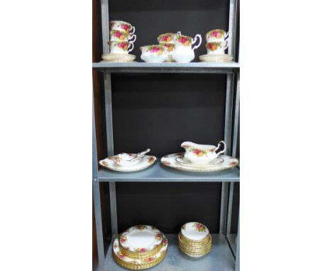 Royal Albert 'Old Country Roses' dinner service and tea set, to include five dinner plates, six side plates, six soup bowls, 