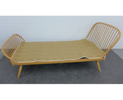 Lucian Ercolani for Ercol vintage beech and light elm single bed frame, 77 x 214 x 91cm 