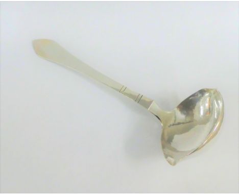 George Jensen, Denmark Sterling silver sauce ladle with hammered bowl, 20cm long 
