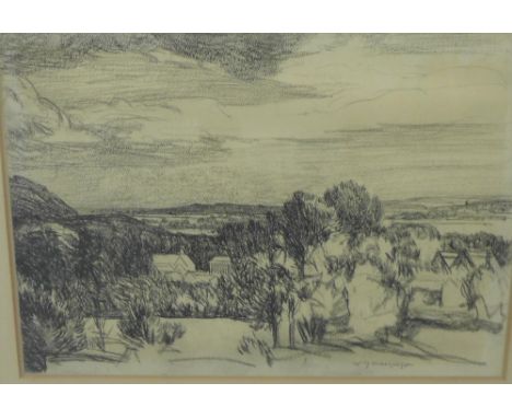 William York MacGregor (1855-1921) - (Glasgow Boy) Chalk Sketch of an Extensive Landscape, signed bottom right, 37 x 27cm, in