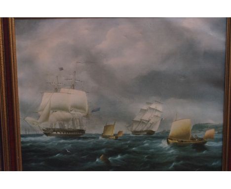 A Large Oil on Canvass Seascape - 87cm x 72cm with Frame