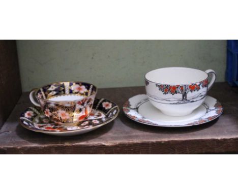 A ROYAL CROWN DERBY CABINET CUP &amp; SAUCER together with an Art Deco Crown Ducal orange tree cup &amp; plate 