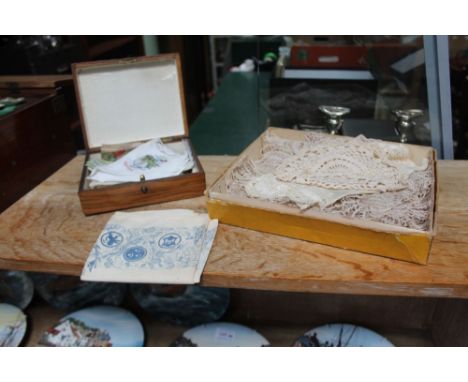 TWO BOXES CONTAINING A SELECTION OF VINTAGE HANDKERCHIEFS from places around the World 