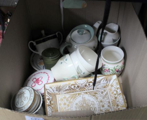 A BOX CONTAINING PORCELAIN VARIOUS to include Royal Worcester and Wedgwood 