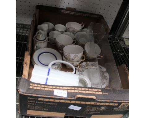 A BOX CONTAINING A GAINSBOROUGH PART TEA SERVICE, and one other 