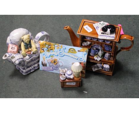 TWO PAUL CARDEW DESIGN NOVELTY TEAPOTS together with one other small unbranded item 