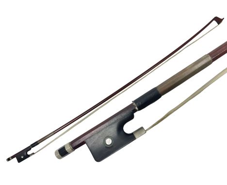 French pernambuco viola bow impressed 'Mathieu Paris' with nickel mounts L74.5cm