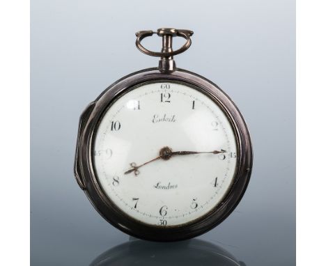 GEORGE III GENTLEMAN'S ESDAILE PAIR CASE FUSEE VERGE POCKET WATCH
1813, ornately engraved full plate key wind chain driven fu