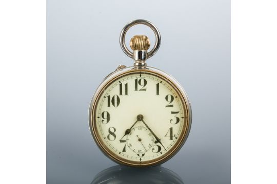 Early Twentieth Century Gentleman S Argentan Depose Goliath Pocket Watch The White Enamel Dial Wi