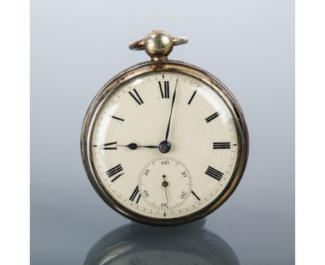 STERLING SILVER GENTLEMAN'S FUSEE POCKET WATCH
the white enamel dial with Roman numerals, blued steel hands, signed key wind 