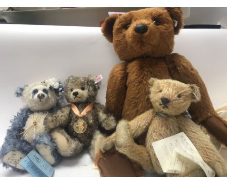 A box of ten mixed collectable bears including, Steiff bears, jo bears and more.