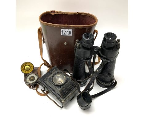 Barr & Stroud 7x CF41 Military field binoculars together with a leather cased Short & Mason Magnipole Series II compass and s