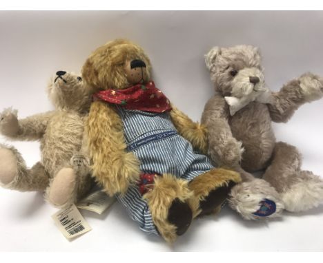 A box of eight mixed collectable bears, including Steiff bears, Merry thought bears, Martin bears and more.