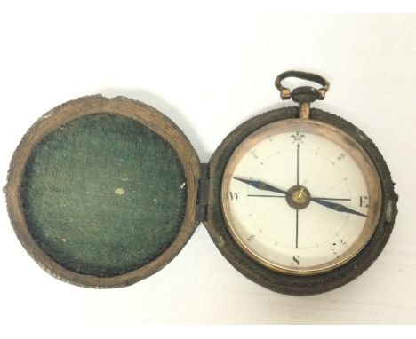 A small vintage compass with a fitted stingray skin case. Postage category B