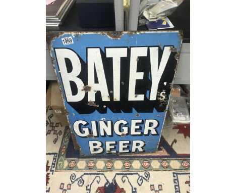 A bagels enamel ginger beer sign, approx 50x77cm.