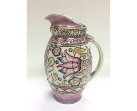 A Charlotte Rhead lustreware jug, approx 23cm. Shipping category D.