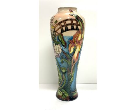 A Moorcroft Pottery River of Dreams pattern vase, designed by Sarah Cowan, ltd. ed. 196/350, 37cm height. (Box)