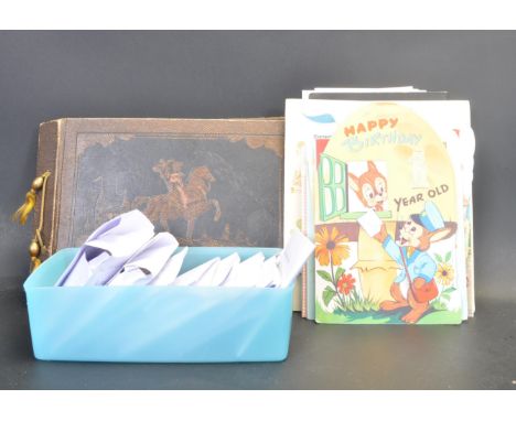 A collection of vintage mid 20th century birthday cards and 1930's cigarette cards. The collection comprising of vast variety