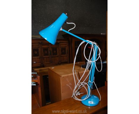 A blue anglepoise lamp.