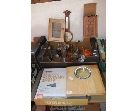 Boxed coffee grinder, barometer, bathroom scales, egg storage box etc.