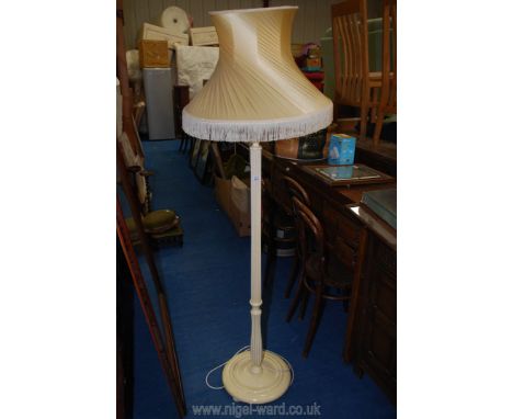 White painted reeded column standard lamp.