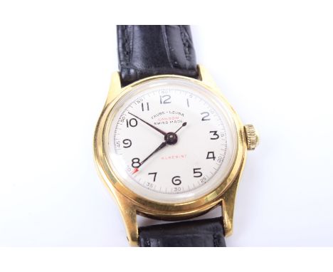 A Favre Leuba, Sandown Alresist,a mid sized gold plated mechanical wristwatch, circular white dial with Arabic numeral marker