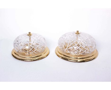Two cutglass light fittings and small plate shelves