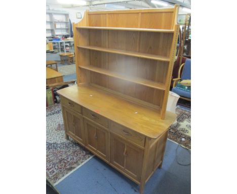 An Ercol blonde elm sideboard/dresser having a loose shelf above drawers and cupboards, 182cm h x 155cm wLocation:RAB 