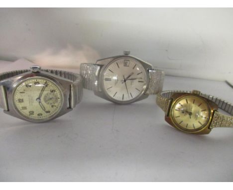 Three watches to include a gents Longines Admiral High Frequency stainless steel manual wind watch, a ladies Tissot Seastar S