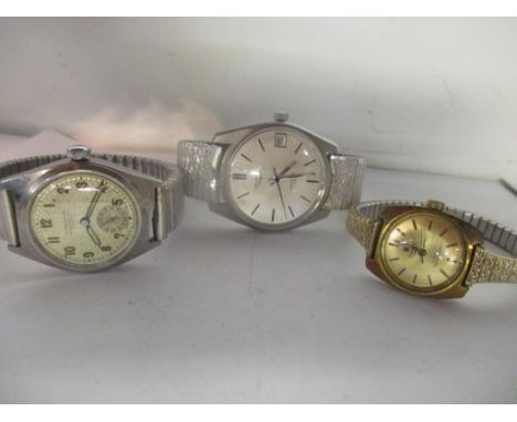 Three watches to include a gents Longines Admiral High Frequency stainless steel manual wind watch, a ladies Tissot Seastar S