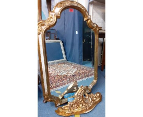 A gilt hall Mirror with gilt shelf 100cm x 700cm 