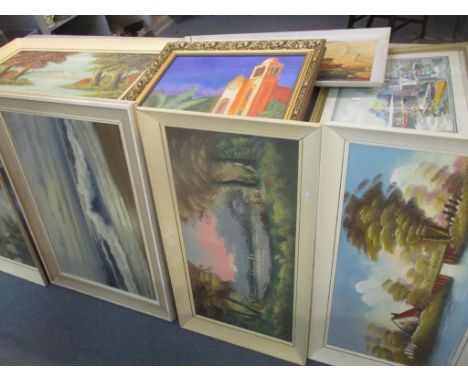 Mixed framed pictures to include H.L Braunston, oil on board, depicting a seascape, signed to the lower right corner, 75cm x 