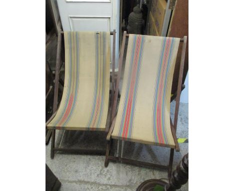 Two vintage folding deck chairs 