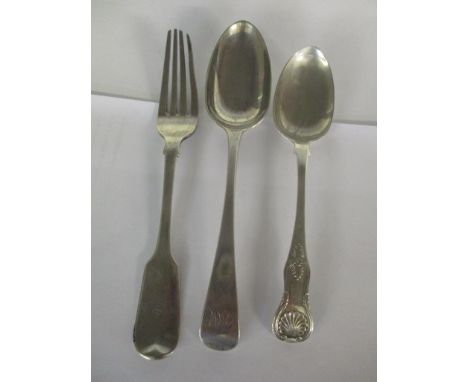 Two 19th Century Silver Spoon together with a Silver Fork, 171.5g 