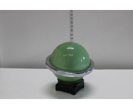 A vintage Saturn green glass &amp; chrome table lamp 