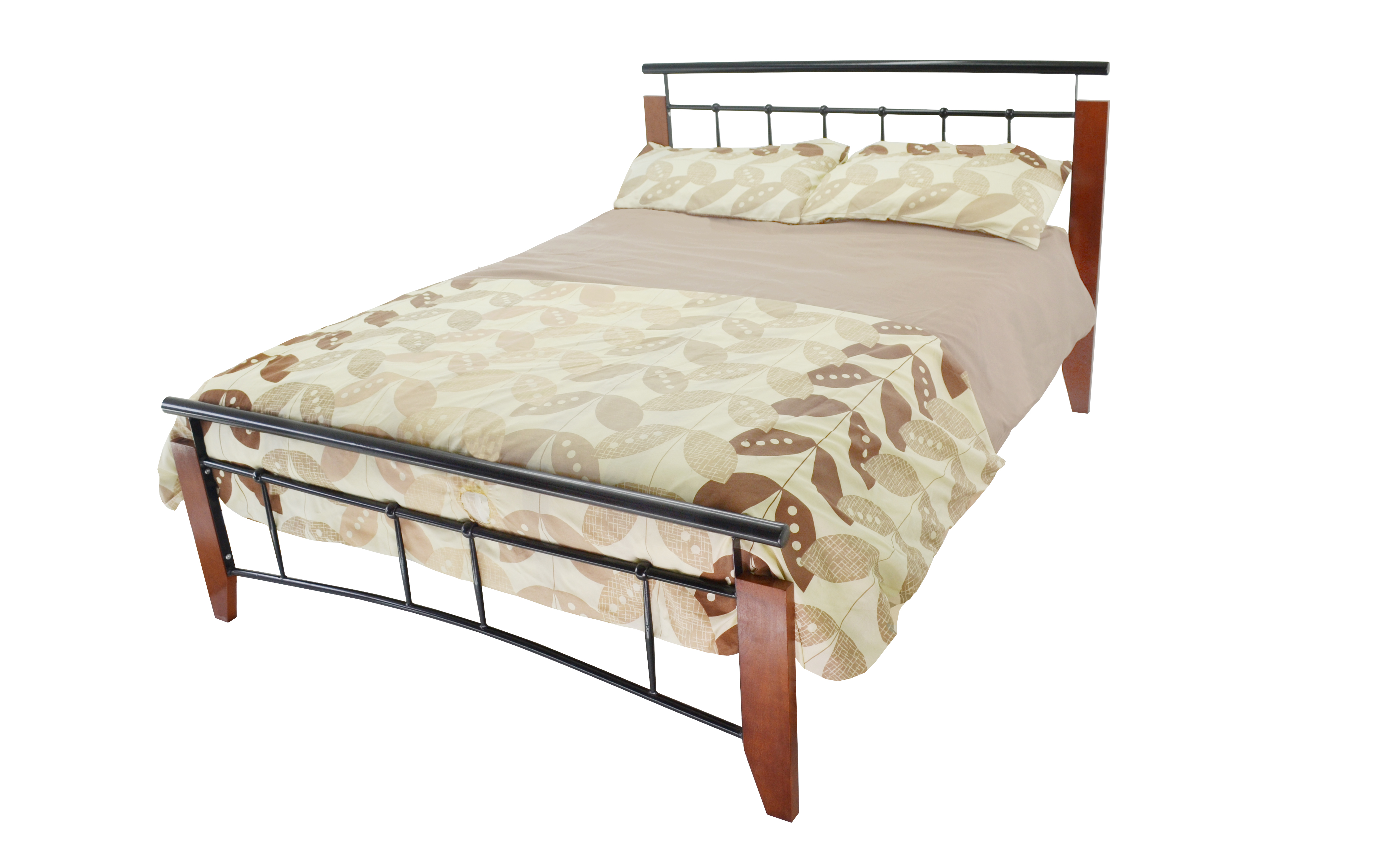 20 x Small Double 4ft Black Metal Bed Frames With Oak Effect Legs Brand