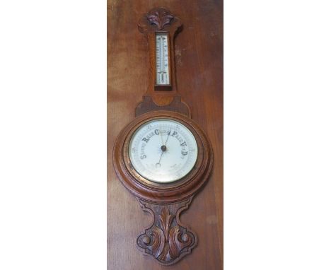 CARVED OAK BAROMETER