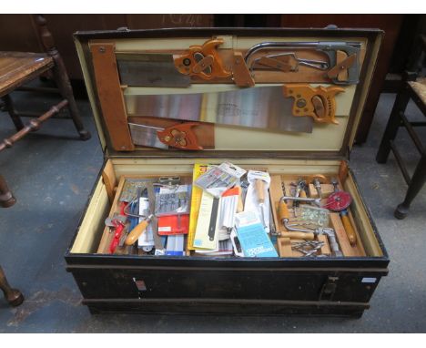 VINTAGE METAL TOOL CHEST, COMPLETE WITH TOOLS