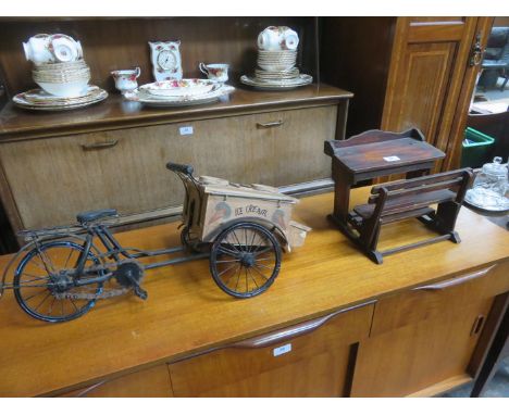 MINIATURE NOVELTY DESK AND VINTAGE ICE CREAM BICYCLE (AT FAULT) 
