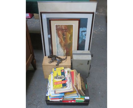 LARGE QUANTITY OF VARIOUS MAPS, SLIDE PROJECTOR AND PICTURES 