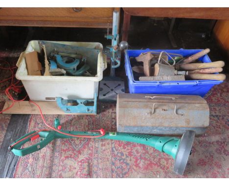 LARGE QUANTITY OF TOOLS INCLUDING  STRIMMER 