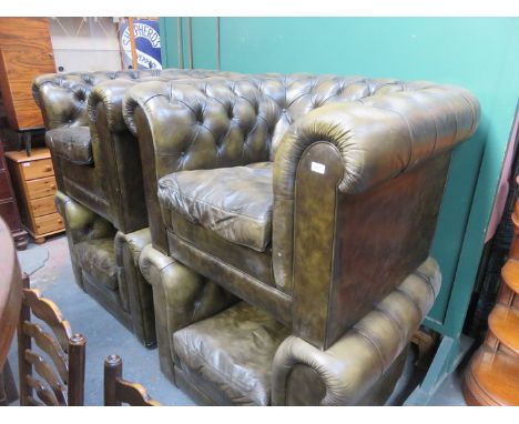 SET OF FOUR BUTTON BACK CHESTERFIELD ARMCHAIRS 