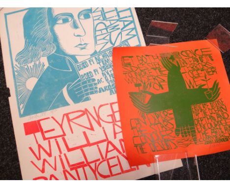 PAUL PETER PIECH limited edition (48/50) linocut print - to commemorate William Williams Pantycelyn, signed, 63 x 45cms; and 