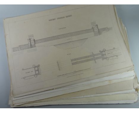 APPROXIMATELY EIGHTEEN TO SCALE ENGINEERING PRINTS FOR THE CONSTRUCTION OF THE CONWY TUBULAR BRIDGE dated 1849 & published by