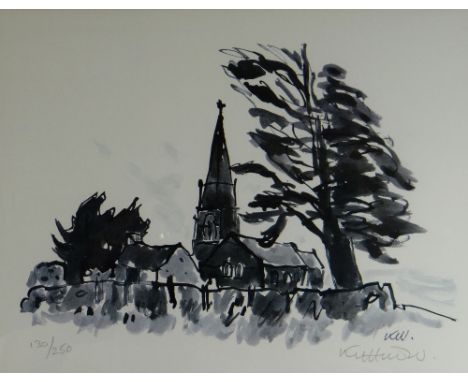 SIR KYFFIN WILLIAMS RA coloured limited edition (130/250) coloured print - St Edwin's Church, Llanedwen, Anglesey, signed in 