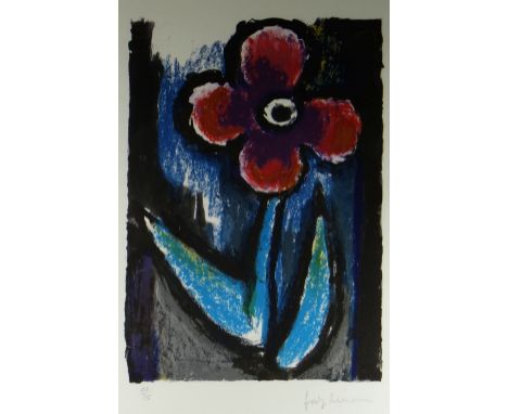 JOSEF HERMAN RA limited edition (44/75) coloured lithograph by Curwen Chilford Press - entitled 'A Lyrical Flower', signed, 4