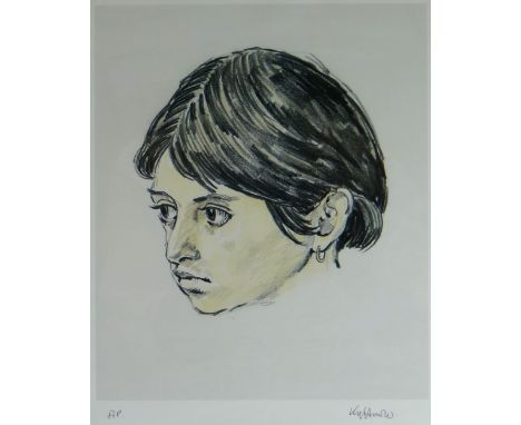 SIR KYFFIN WILLIAMS RA artist's proof coloured print - head portrait of Tehuelche girl Norma Lopez whom he encountered in Pat