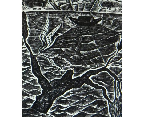DAVID JONES monochrome lithograph - entitled 'The Ark', 16 x 14cms